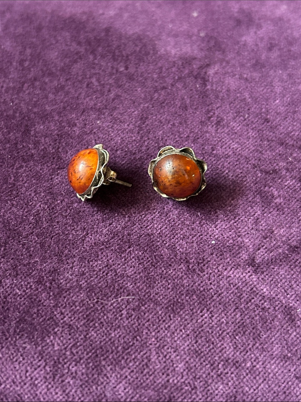 Amber silver earrings
